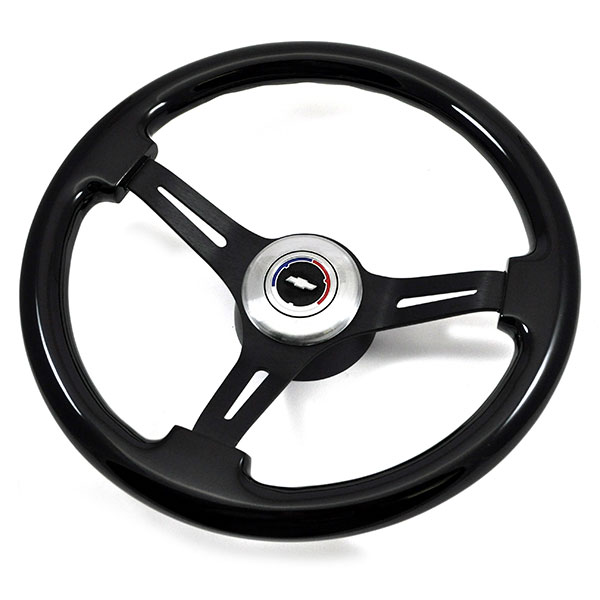 1964 Chevrolet El Camino AFTERMARKET STEERING WHEEL (DARK BLACK WOOD WHEEL WITH BLACK ANODIZED SPOKES, 14'' OUTSIDE DIAMETER) | ST4191C