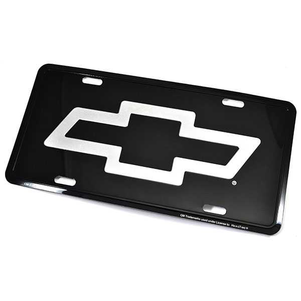 2011 Chevrolet Camaro ACCESSORY LICENSE PLATE - BLACK BACKGROUND WITH SILVER CHEVY BOWTIE | BK1002C