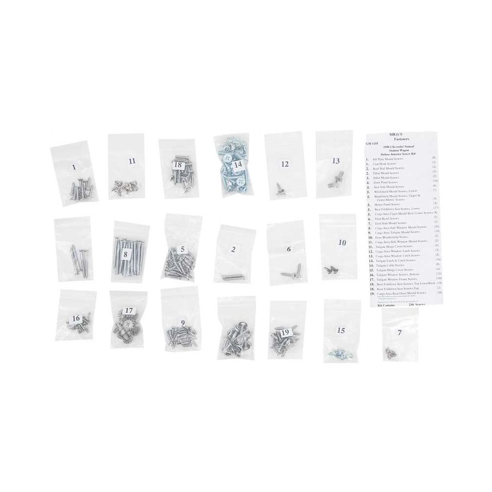 1956 Chevrolet Full Size up to 1957 INTERIOR SCREW KIT FOR CHEVROLET NOMAD STATION WAGON (1155) | GM1155