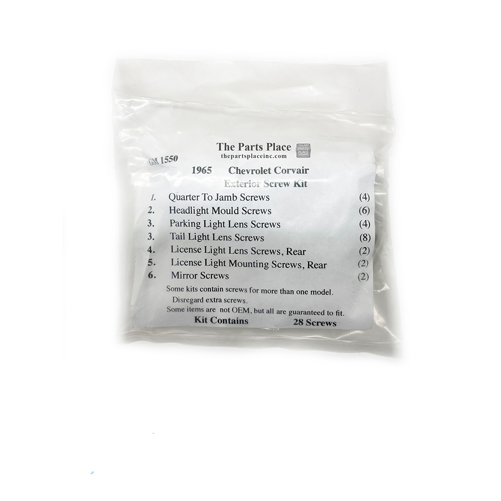 1965 Chevrolet Corvair EXTERIOR SCREW KIT FOR CHEVROLET CORVAIR (1550) | GM1550