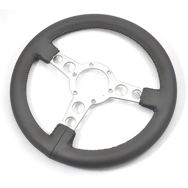 1976 Pontiac Firebird/TransAm LEATHER WRAPPED GRAY STEERING WHEEL WITH SILVER SPOKES (BARE WHEEL ONLY) | ST7681F