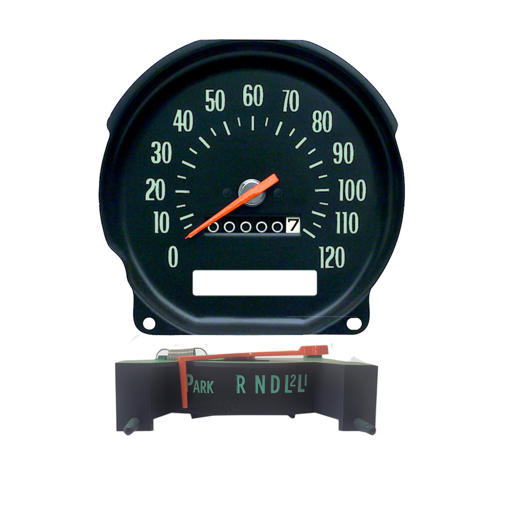 1970 Chevrolet El Camino SPEEDOMETER WITH ROUND GAUGES FOR COLUMN SHIFT (GREEN NUMBERS) | IN6220Z