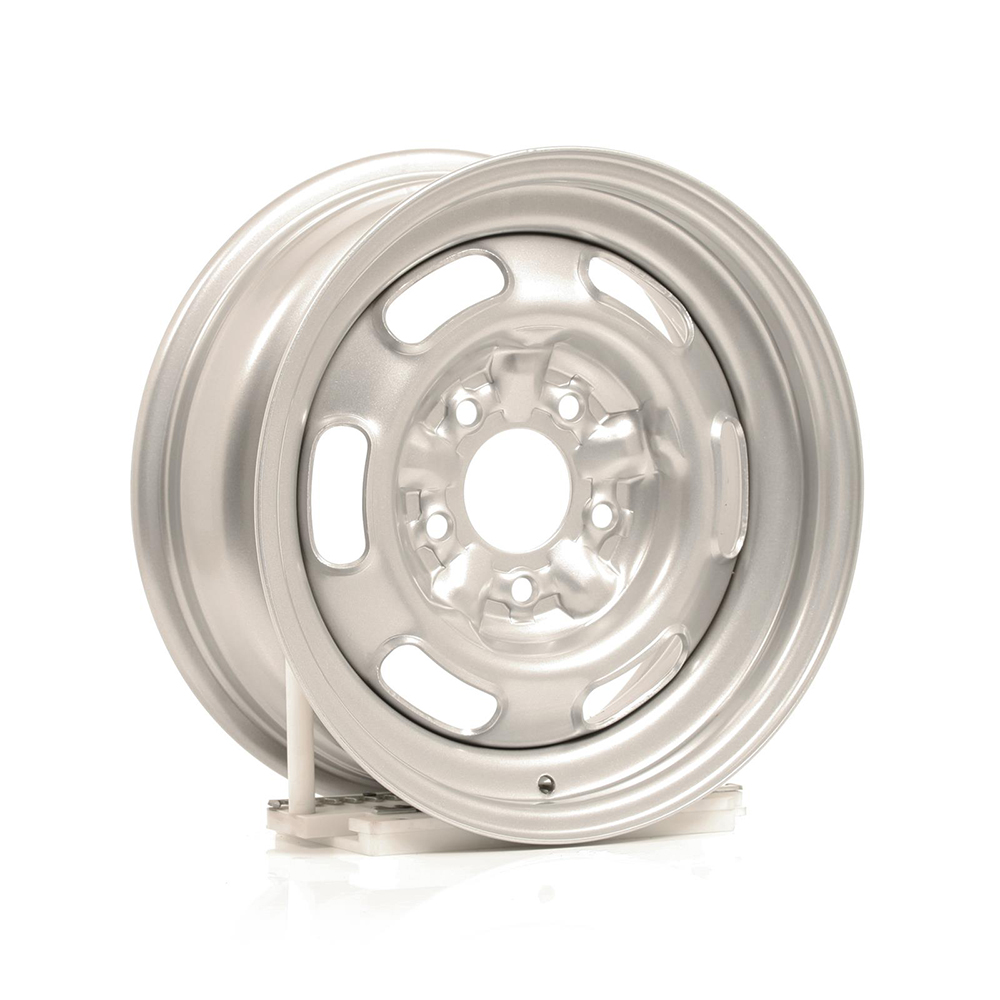 1977 Pontiac Grand Prix 69-UP RALLYE WHEEL I, STEEL, SILVER, 15 IN. X 6 IN., 5 X 4.75 IN. BOLT CIRCLE, 4.25 IN. BACKSPACE - EACH | WT4044G