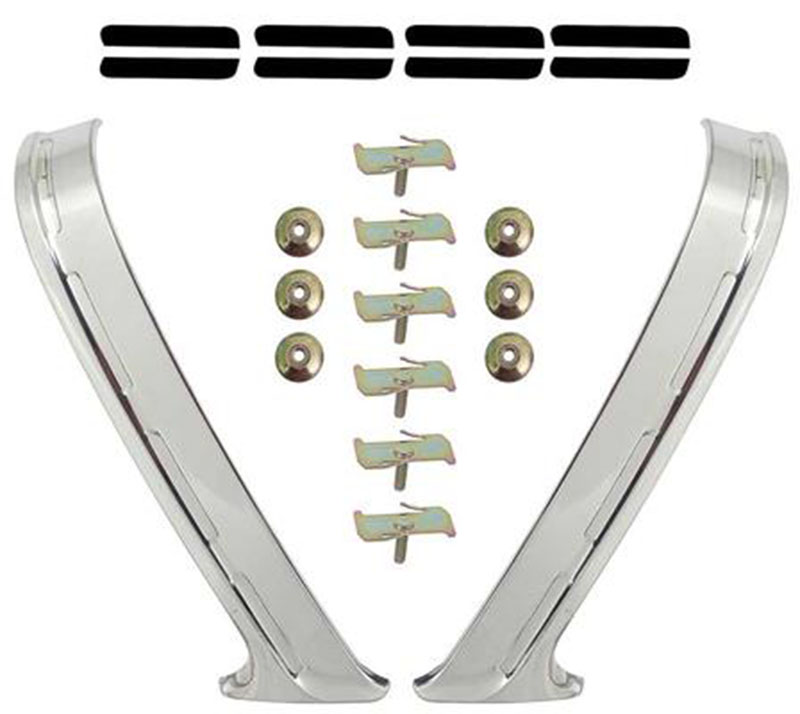 1955 Chevrolet Full Size up to 1957 2 & 4 DOOR, SEDAN; REAR QUARTER UPPER PAINT DIVIDER MOLDINGS; STAINLESS STEEL GM 748695 - PAIR | 748695