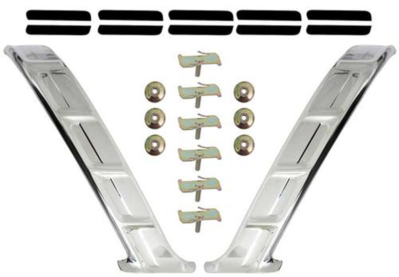 1956 Chevrolet Full Size up to 1957 REAR QUARTER UPPER PAINT DIVIDER MOLDINGS; STAINLESS STEEL GM 748693 - PAIR | 748693