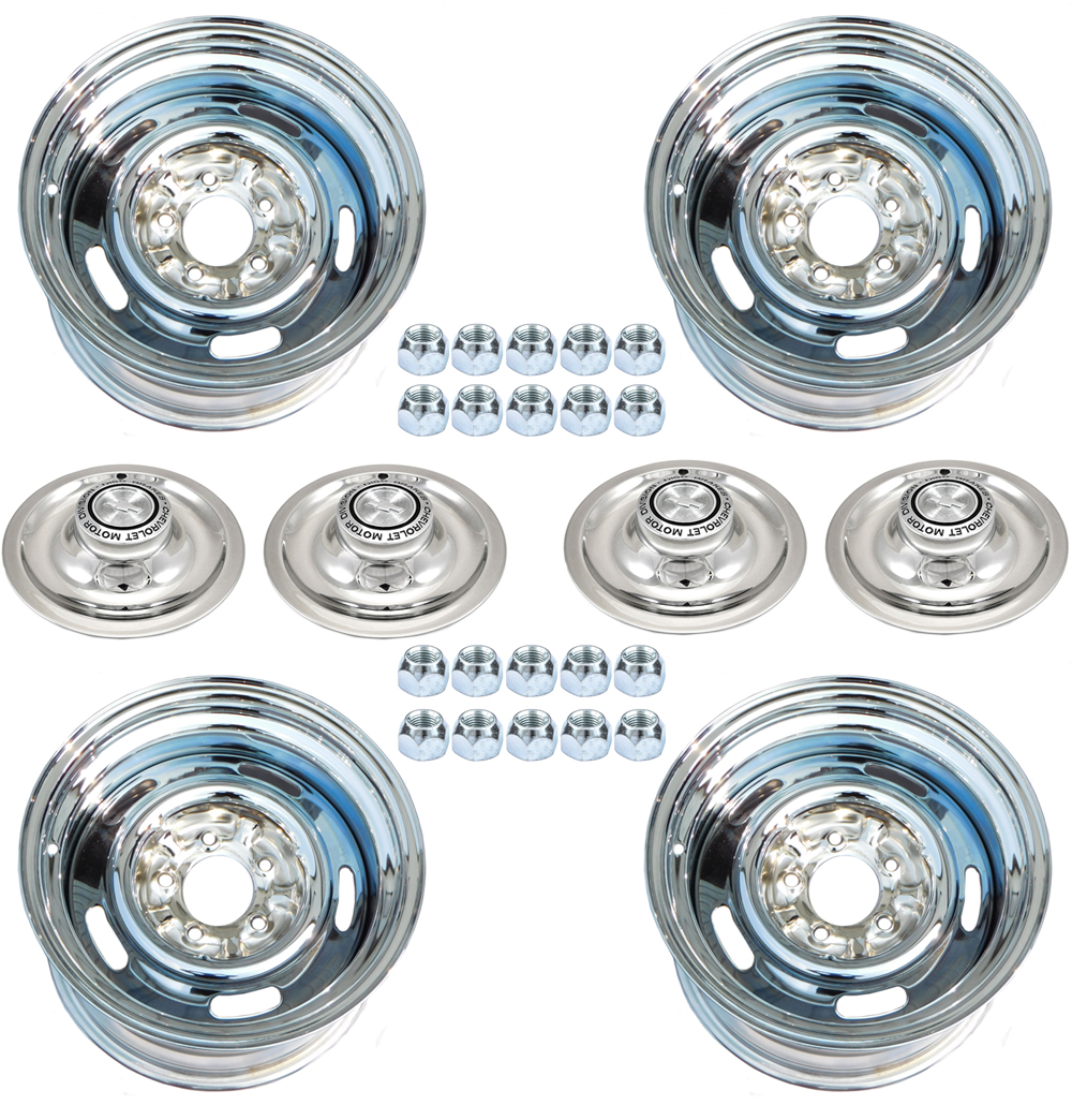 1967 Chevrolet El Camino 15-8 CHROME RALLY WHEEL SET (INCLUDES: 4 WHEELS, 4 
