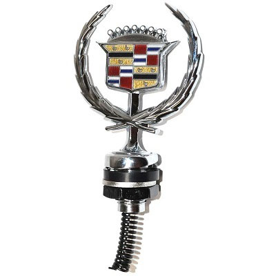 1989 Cadillac Cars HOOD ORNAMENT; CREST AND WREATH; CHROME | 25536110