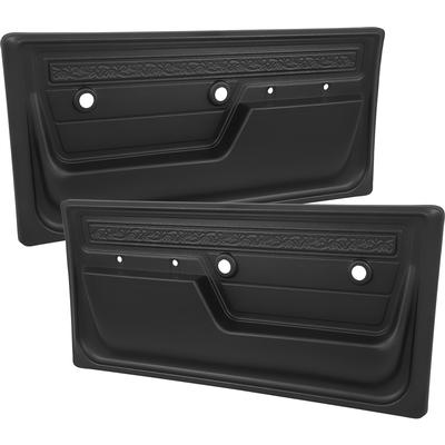 1972 GM Truck DELUXE INTERIOR DOOR PANELS; WITH UPPER SCROLL DESIGN; BLACK; PAIR | IN10110K