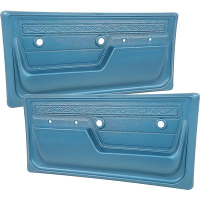 1972 GM Truck DELUXE INTERIOR DOOR PANELS; WITH UPPER SCROLL DESIGN; LIGHT BLUE; PAIR | IN10112K