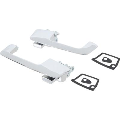 1970 Mopar Dodge/Chrysler/Plymouth FRONT OUTER DOOR HANDLE SET; WITH CHROME BUTTONS; MOUNTING HARDWARE | XP10008J