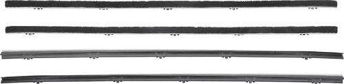 1970 GM Truck DOOR WINDOW FELT ANTI-RATTLE WEATHERSTRIP SET; W/STAINLESS BEAD, FRONT - 4 PIECES | WS10018K