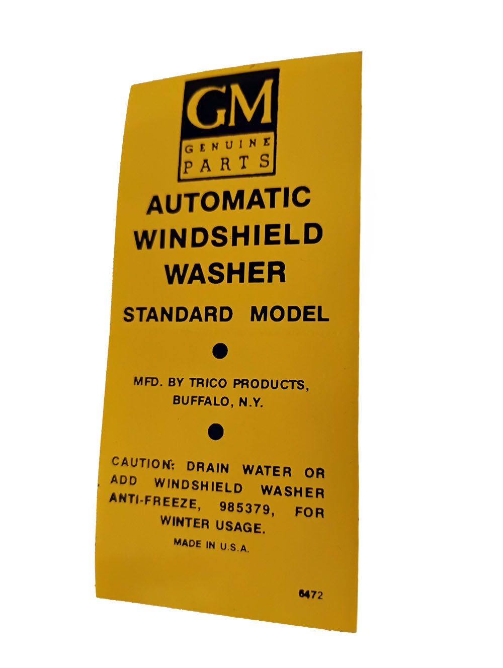 1948 Buick Full Size & Riviera GM AUTOMATIC WINDSHIELD WASHER BRACKET DECAL (DC0894) | DC10002Z