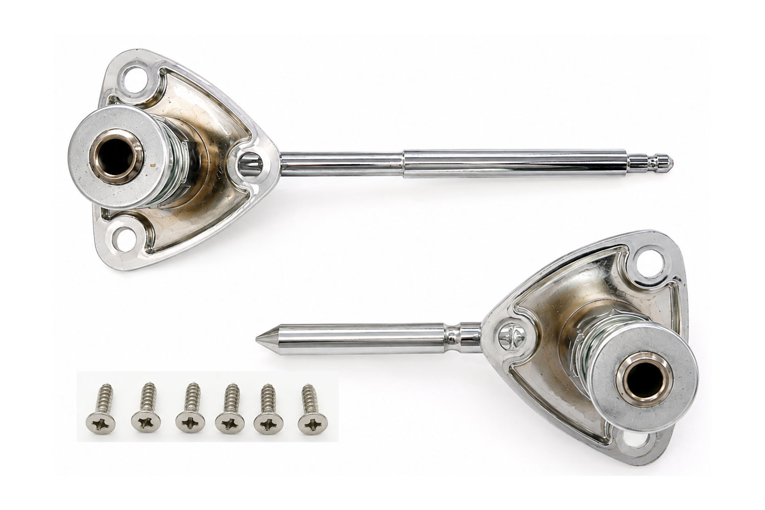 1982 Chevrolet Chevelle/Malibu SUNVISOR BRACKETS FOR T-TOP; (CHROME); LONG ILLUMINATED DRIVER SIDE PIN, AND SHORT NON-ILLUMINATED PASSENGER SIDE PIN VERSION - PAIR | IN10255Z