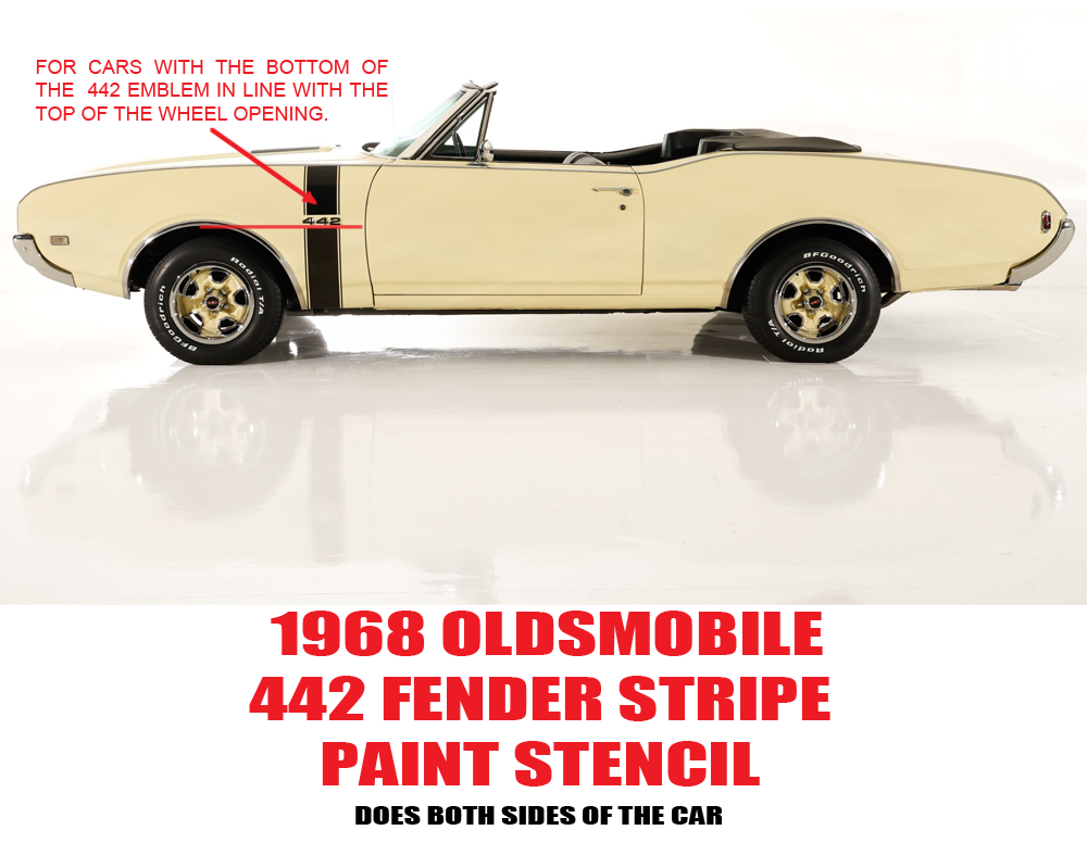 1968 Oldsmobile Cutlass/442/F85 442 FENDER STRIPE PAINT STENCIL KIT | DC1802T