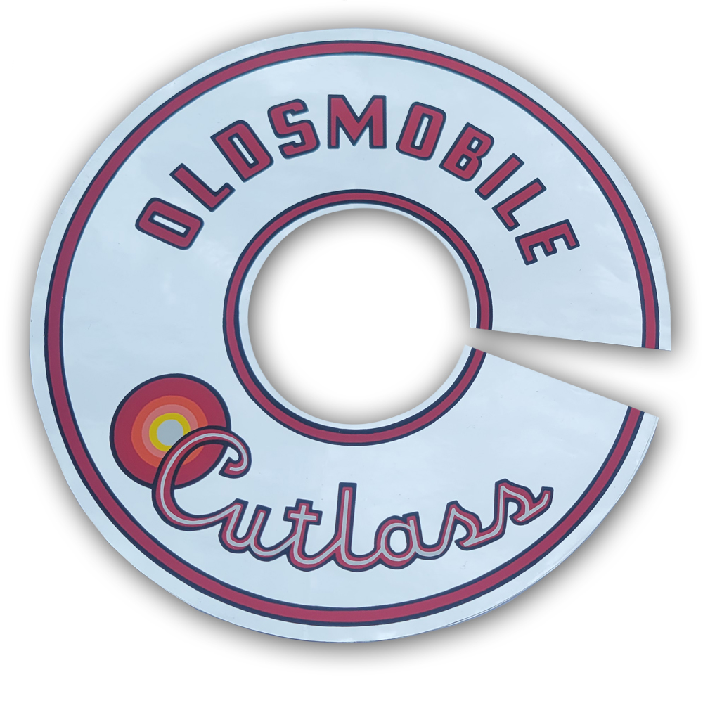 1965 Oldsmobile Cutlass/442/F85 CUTLASS 330 CU IN 2-V A-BODY 7 1/2 AIR CLEANER DECAL (SILVER) (D00303) | DC1848T