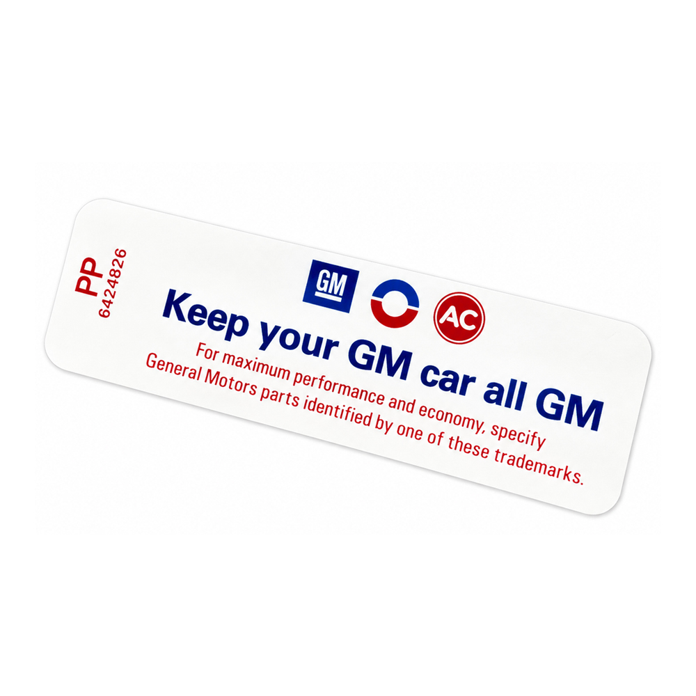 1968 Oldsmobile Cutlass/442/F85 455-4V KEEP YOUR GM ALL GM AIR CLEANER DECAL PP (D00010) | DC1875T