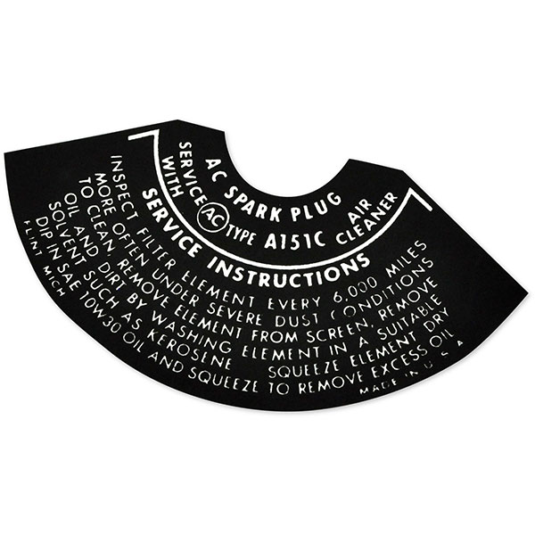 1971 Oldsmobile Cutlass/442/F85 AIR CLEANER SERVICE INST DECAL PCV A151C (D00011) | DC1885T