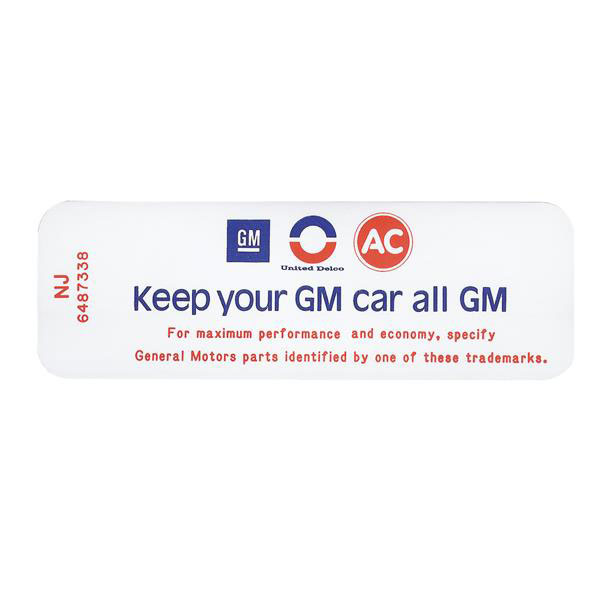 1971 Oldsmobile Cutlass/442/F85 RAM AIR KEEP YOUR GM ALL GM AIR CLEANER DECAL NJ (D00479) | DC1915T