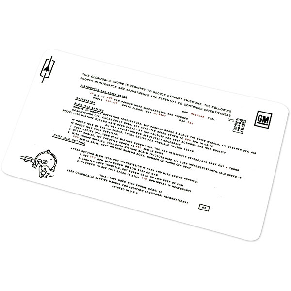 1970 Oldsmobile Cutlass/442/F85  250-1V AT/MT EMISSION DECAL OC (D00198) | DC1961T