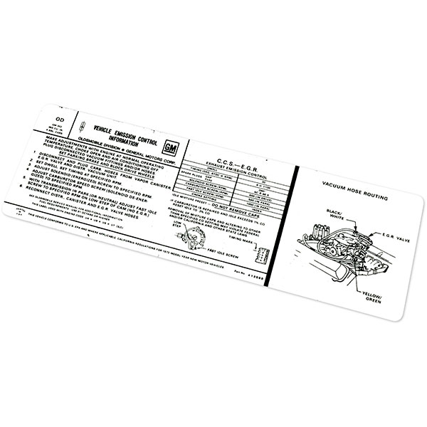 1973 Oldsmobile Cutlass/442/F85  455-4V AT ABC BODY EMISSION DECAL OD  (D00152) | DC1998T