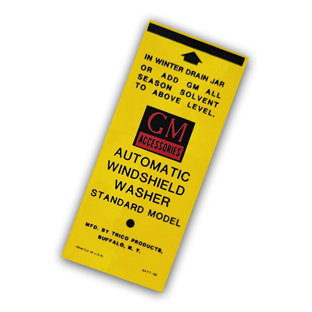 1953 Oldsmobile Cutlass/442/F85  GM WINSHLD WASHER BOTTLE BRKT DECAL (D00267) | DC2067T