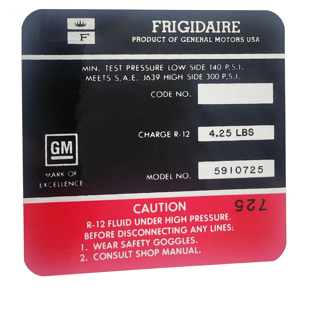 1968 Oldsmobile Cutlass/442/F85  FRIGIDAIRE AIR COND COMP DECAL RED  (D00241) | DC2087T