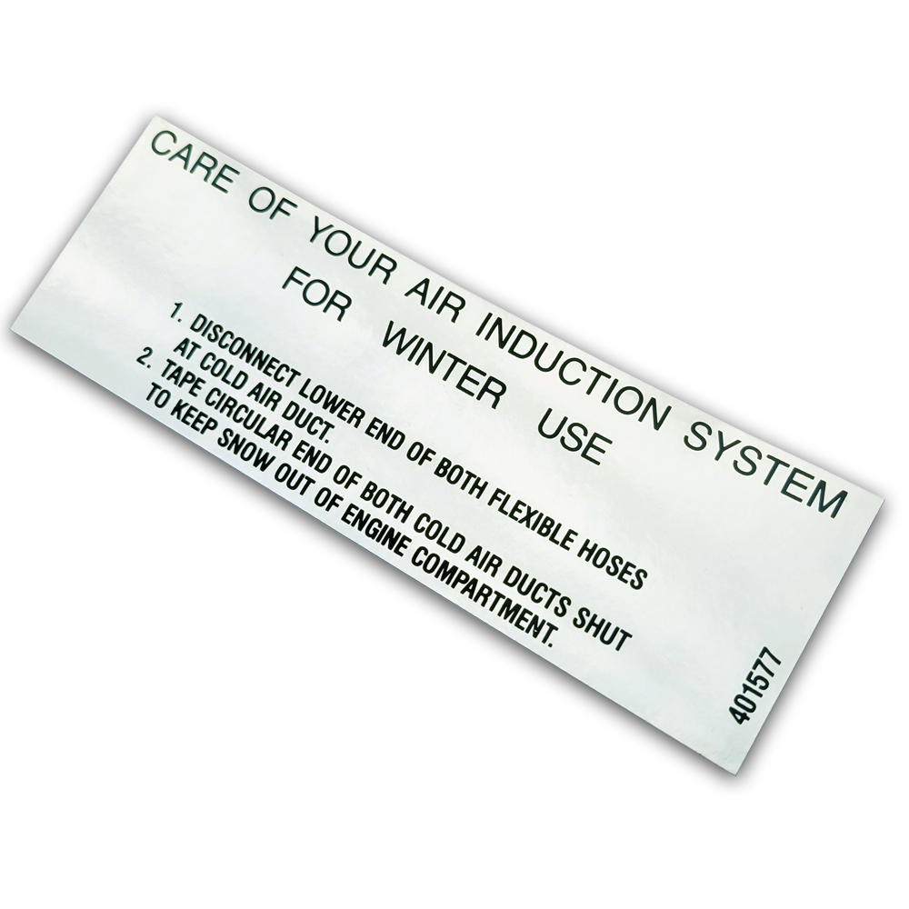 1969 Oldsmobile Cutlass/442/F85  RAM AIR CAR INSTRUCTION DECAL (W/30/442) (D00048) | DC2089T