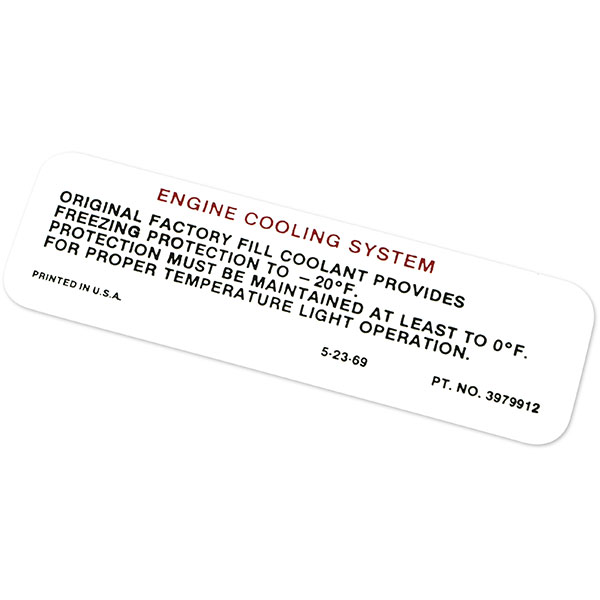 1972 Oldsmobile Cutlass/442/F85 COOLING SYSTEM WARNING DECAL (DO0106) | DO0106