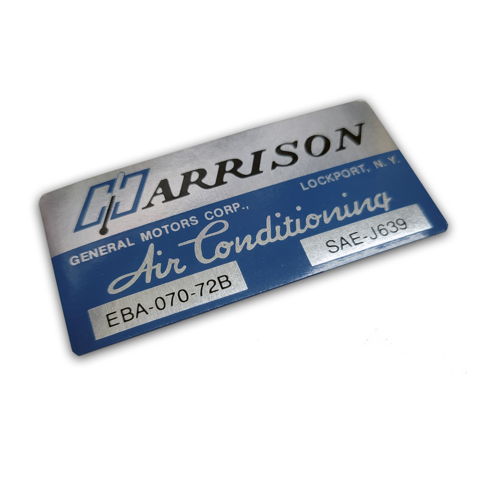 1972 Oldsmobile Cutlass/442/F85  HARRISON AIR COND EVAP BOX DECAL  (D00249) | DC2098T