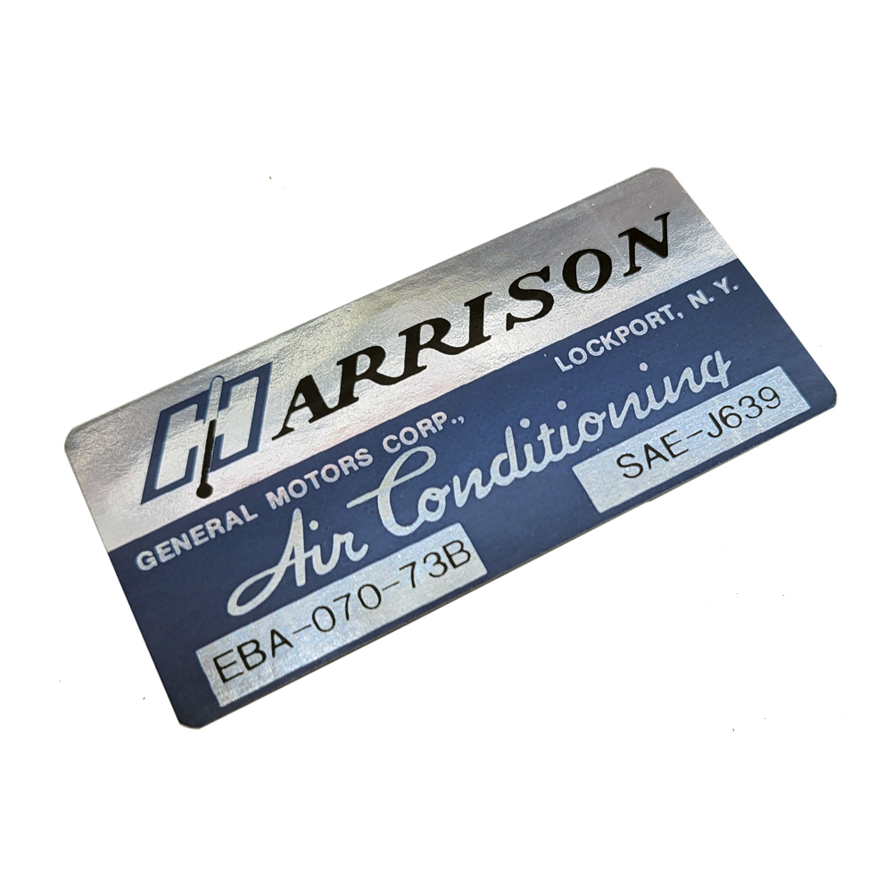1973 Oldsmobile Cutlass/442/F85  HARRISON AIR COND EVAP BOX DECAL  (D00250) | DC2099T