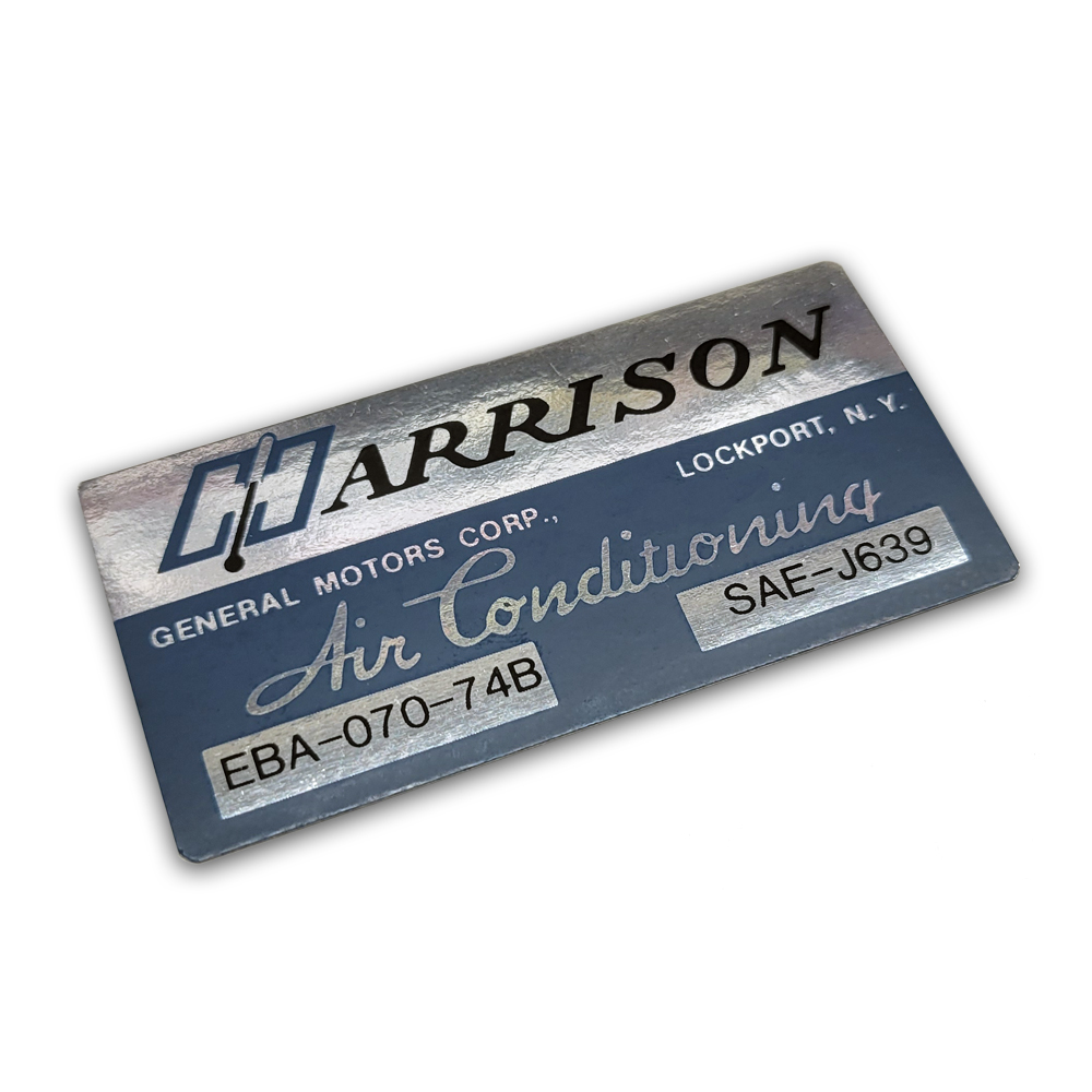 1974 Oldsmobile Cutlass/442/F85  HARRISON AIR COND EVAP BOX DECAL  (D00251) | DC2100T