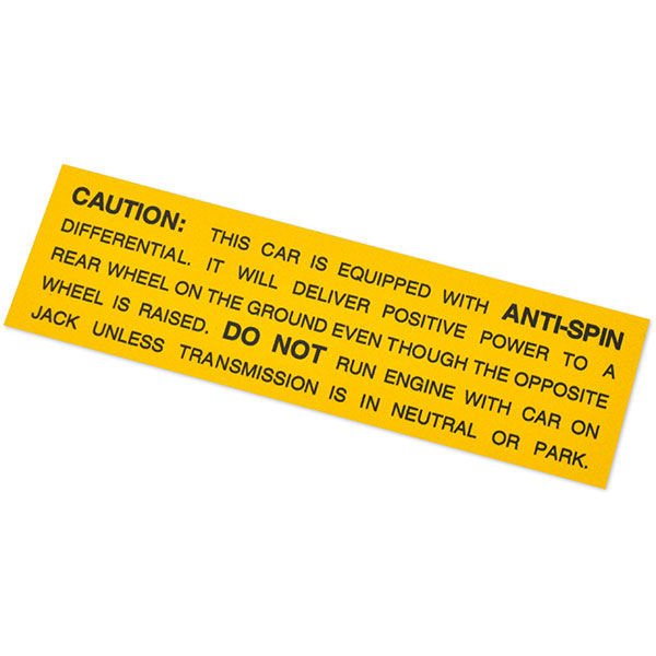 1963 Oldsmobile Cutlass/442/F85 ANTI-SPIN / POSI DECAL (DO0070) | DC2218T