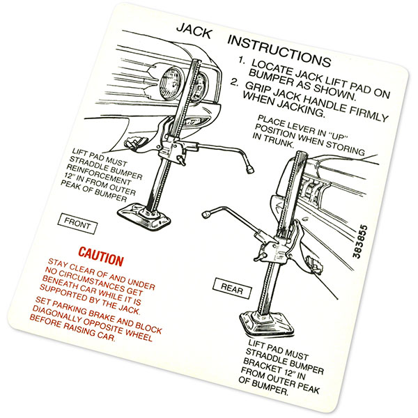 1964 Oldsmobile Cutlass/442/F85  A BODY JACK INSTRUCTION  (D00083) | DC2220T