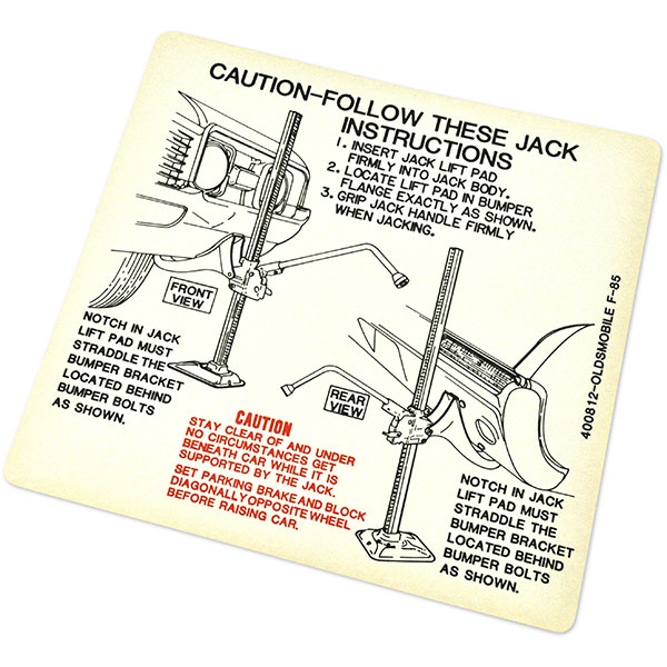 1968 Oldsmobile Cutlass/442/F85  A BODY JACK INSTRUCTION  (D00090) | DC2229T