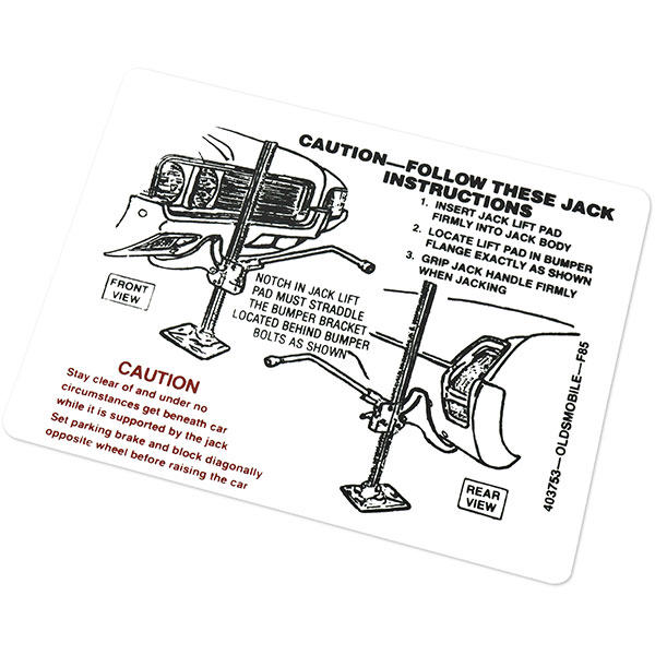 1969 Oldsmobile Cutlass/442/F85  A BODY JACK INSTRUCTION  (D00079) | DC2231T