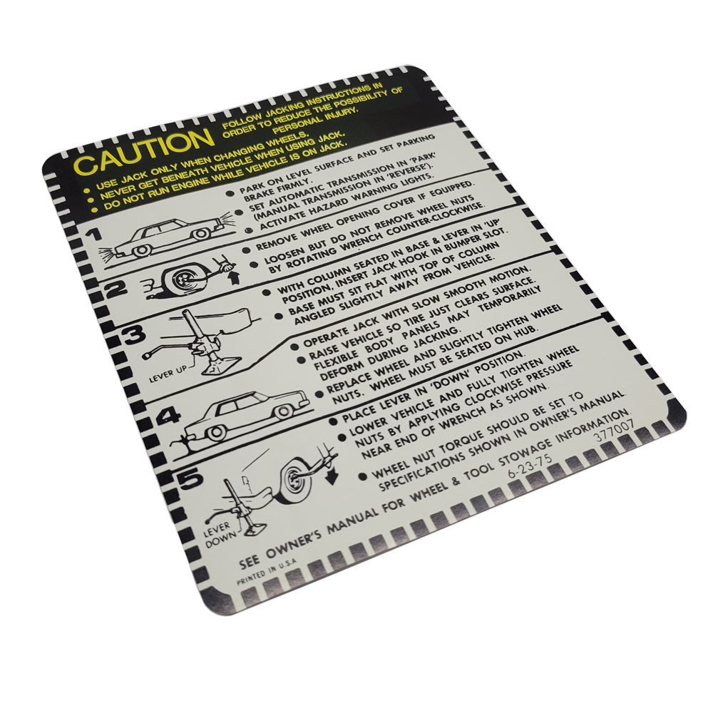 1977 Oldsmobile Cutlass/442/F85  A BODY JACK INSTRUCTION  (D00262) | DC2249T
