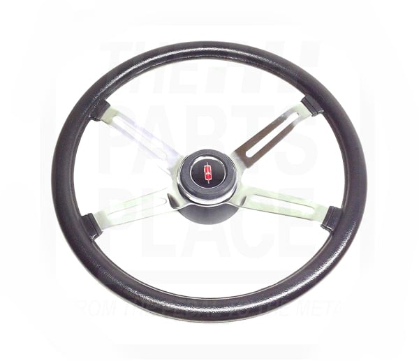 1972 Oldsmobile Cutlass 442 F85 4 Spoke Rally Steering Wheel Kit Black Grip With Brushed Spokes Oldsmobile Cutlass 442 F85 Parts St3726t