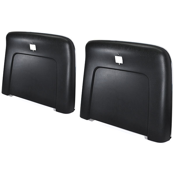 1970 Pontiac GTO/LeMans/Tempest PLASTIC BUCKET SEAT BACKS WITH CENTER BUTTON RELEASE HOLE - INJECTION MOLDED WITH MOLDED CHROME (BLACK) - PR | IN4391Z