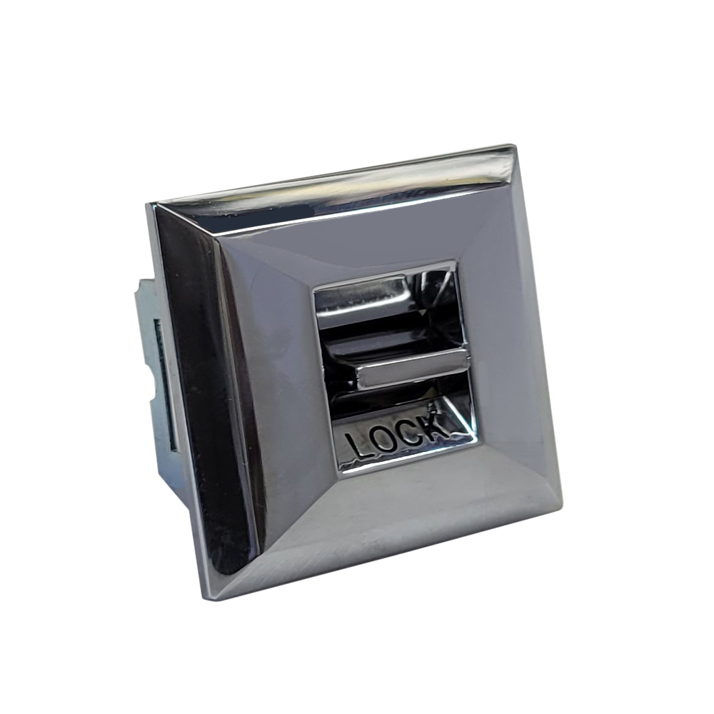 1971 Pontiac GTO/LeMans/Tempest POWER DOOR LOCK SWITCH - SINGLE BUTTON - READS LOCK AND HAS THE CORRECT SQUARE CORNERS AND PROFILE. REPLACES GM # 1725099. IT IS MADE OF DIE CAST METAL AND IS CHROME PLATED | EL2027Z
