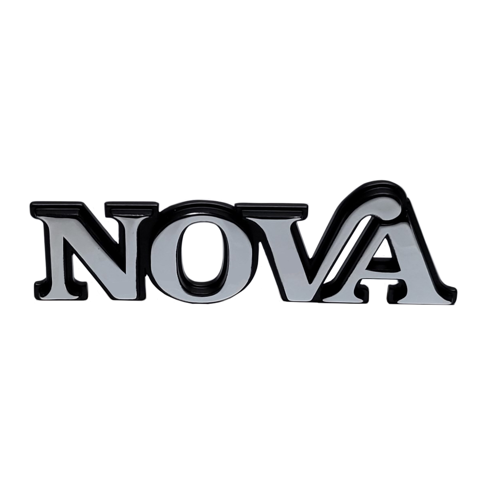 1975 Chevrolet Nova/Chevy II FRONT FENDER EMBLEM - CHROME WITH BLACK HIGHLIGHTS 3 MOUNTING STUDS GM 358756 - EA | EM1991N