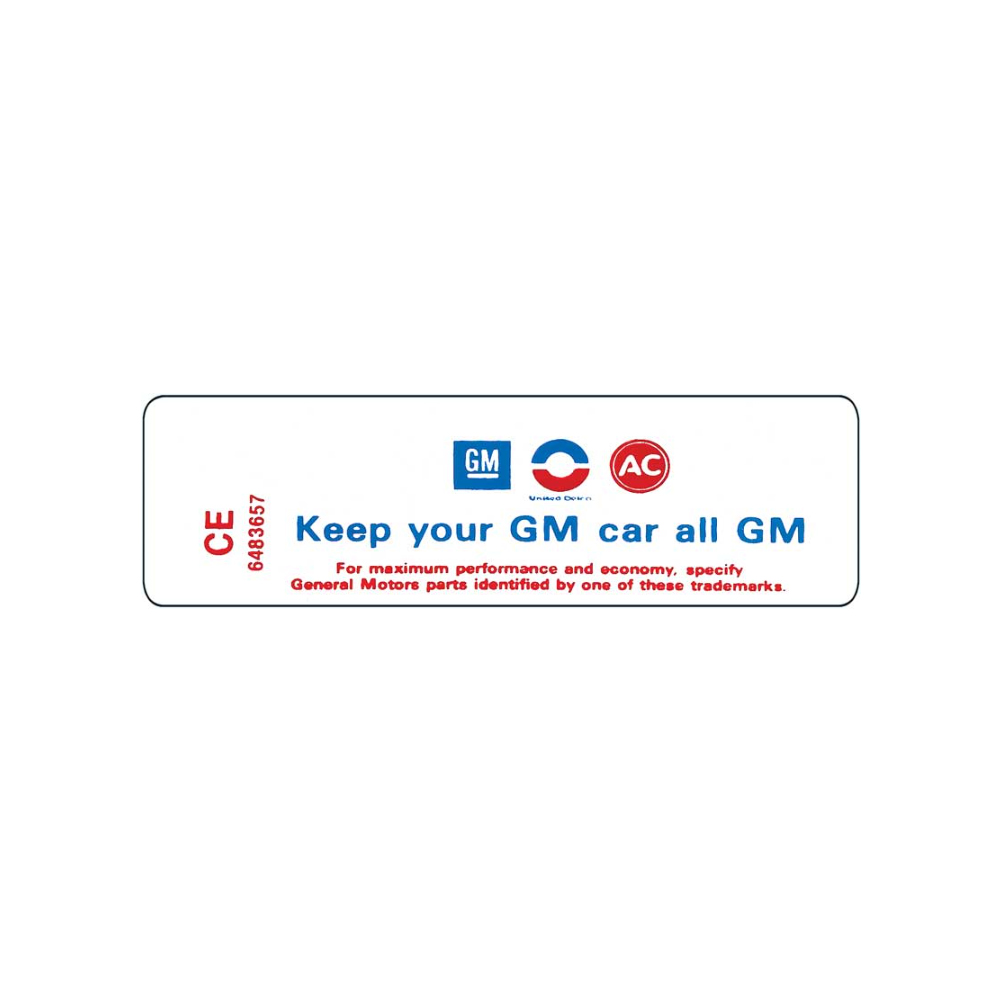 1968 Chevrolet Nova/Chevy II 194 Hi Thrift MT Keep Your GM Decal (DC1043) | DC1524N