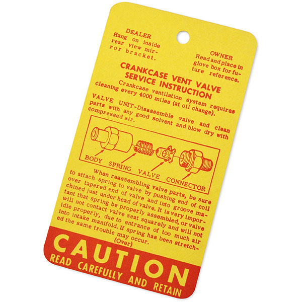 1960 Chevrolet Nova/Chevy II CRANKCASE VENT INSTRUCTION TAG 3781283 EACH | DC0559