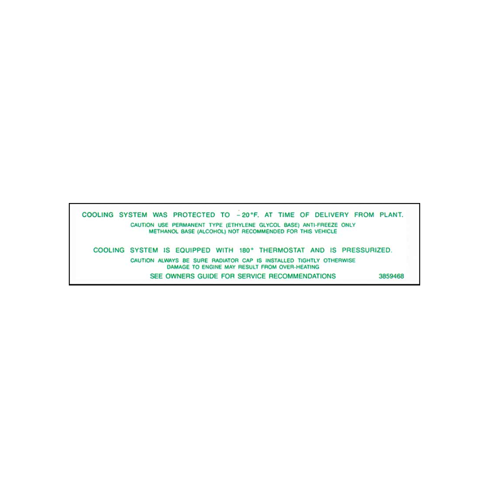 1963 Chevrolet Nova/Chevy II COOLING SYSTEM CAUTION DECAL (DC0901) | DC1607N