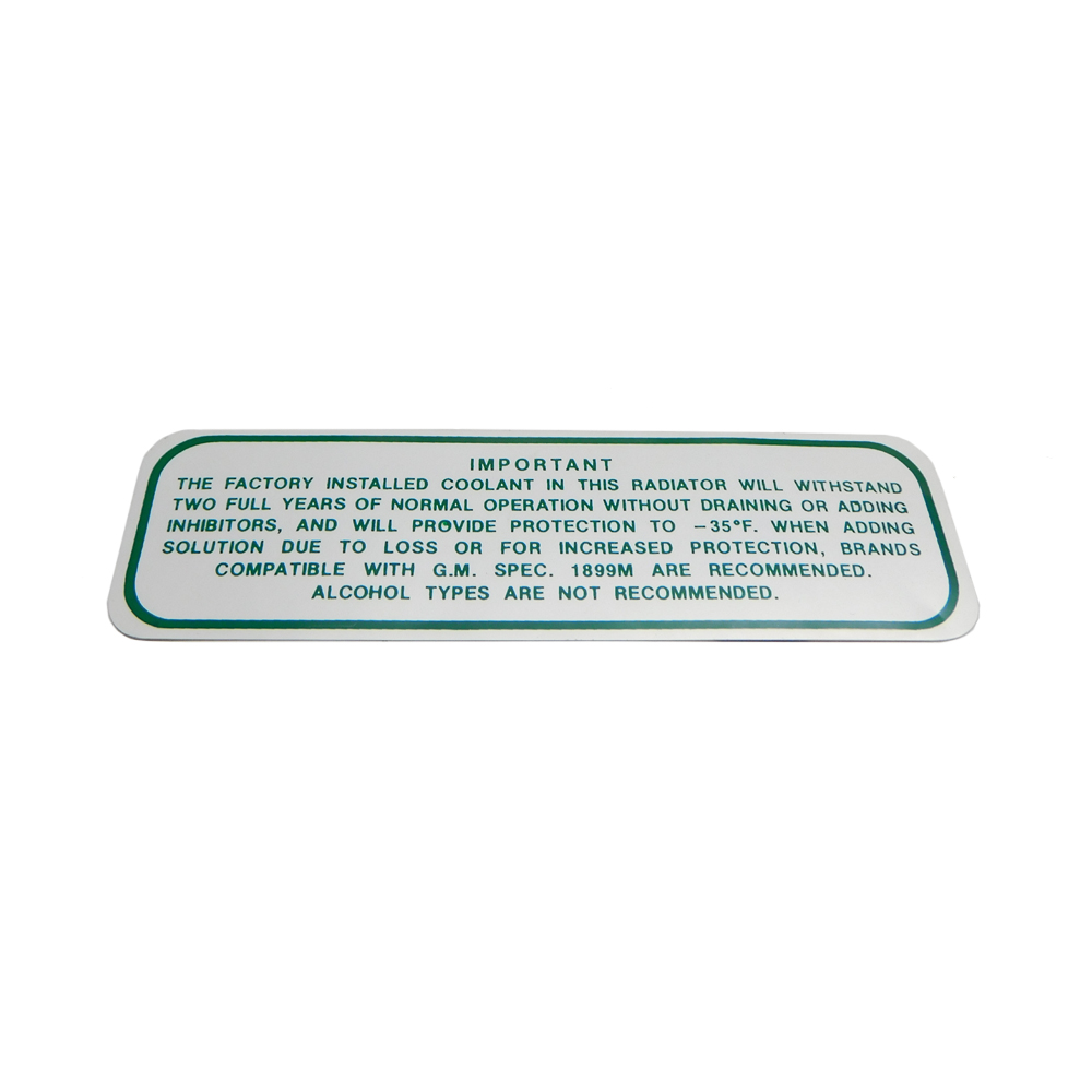 1966 Chevrolet Nova/Chevy II DC0930 CANADA COOLING SYSTEM WARNING DECAL MADE IN THE USA | DC0930