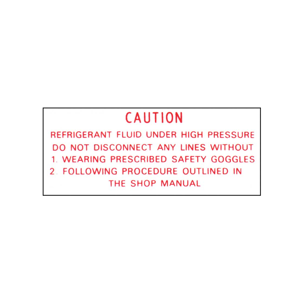 1963 Chevrolet Nova/Chevy II AIR CONDITIONING COMPRESSOR WARNING DECAL (DC0049) | DC1620N
