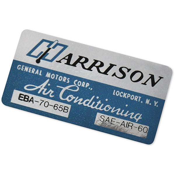 1965 Chevrolet Nova/Chevy II HARRISON AIR CONDITIONER EVAPORATOR BOX DECAL EBA-70-65B EACH MADE IN THE USA | DC0546