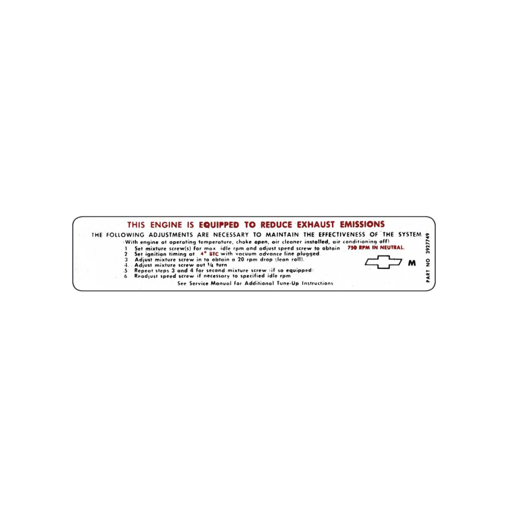 1968 Chevrolet Nova/Chevy II 396-375 HP MT EMISSION DECAL (DC0268) | DC1660N