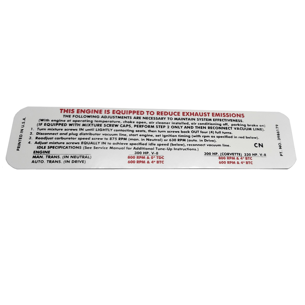 1970 Chevrolet Nova/Chevy II 350-300 HP AT/MT EMISSION AFTER 1/70 (DC1216) | DC1685N