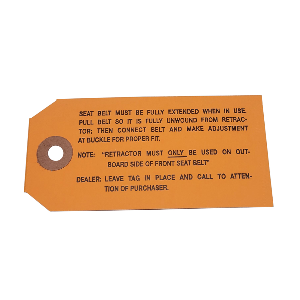 1965 Chevrolet Nova/Chevy II SEAT BELT RETRACTOR INSTRUCTION CARD (DC1296) | DC1797N