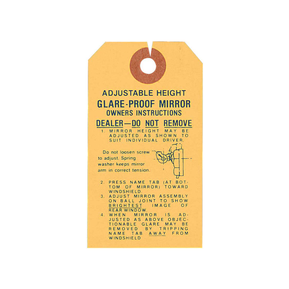 1962 Chevrolet Nova/Chevy II DAY/NIGHT MIRROR INSTRUCTION TAG (DC1003) | DC1802N